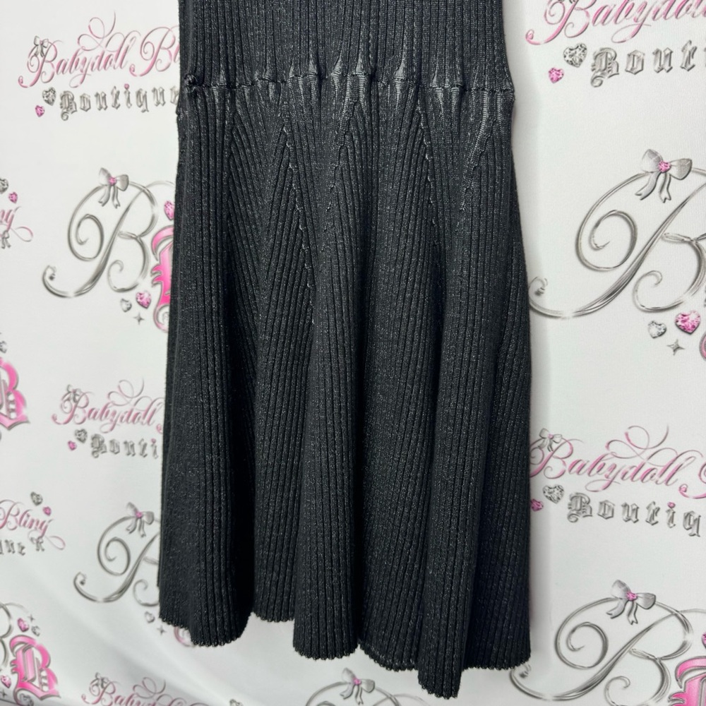Victoria secret dress black grey stretchy ribbed tiered ruffle bottom *flaws* - Picture 7 of 13
